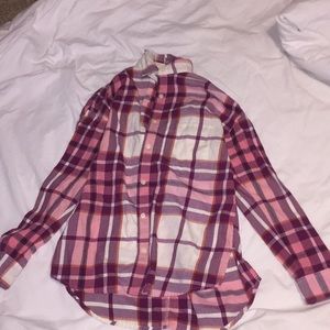 pink and white flannel
